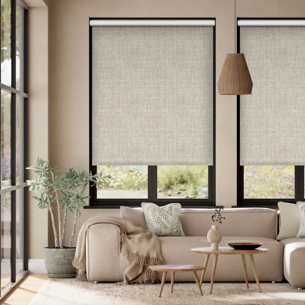 Modern fabric roller blinds for living rooms with light filtering design